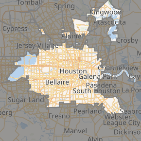 Texas map with Houston highlighted