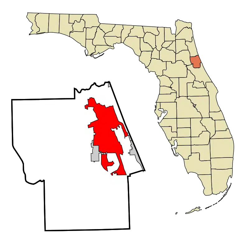 Florida map with Palm Coast highlighted